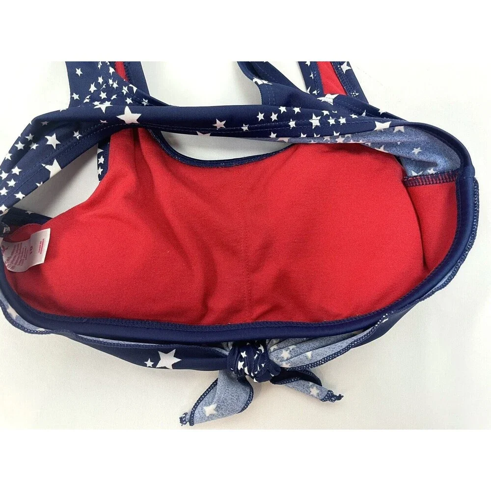 Justice Girl Size 10 Blue USA‎ Bikini Swim Top Stars Padded